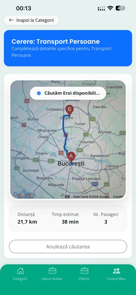Hey Hero caută eroi disponibili pe hartă
